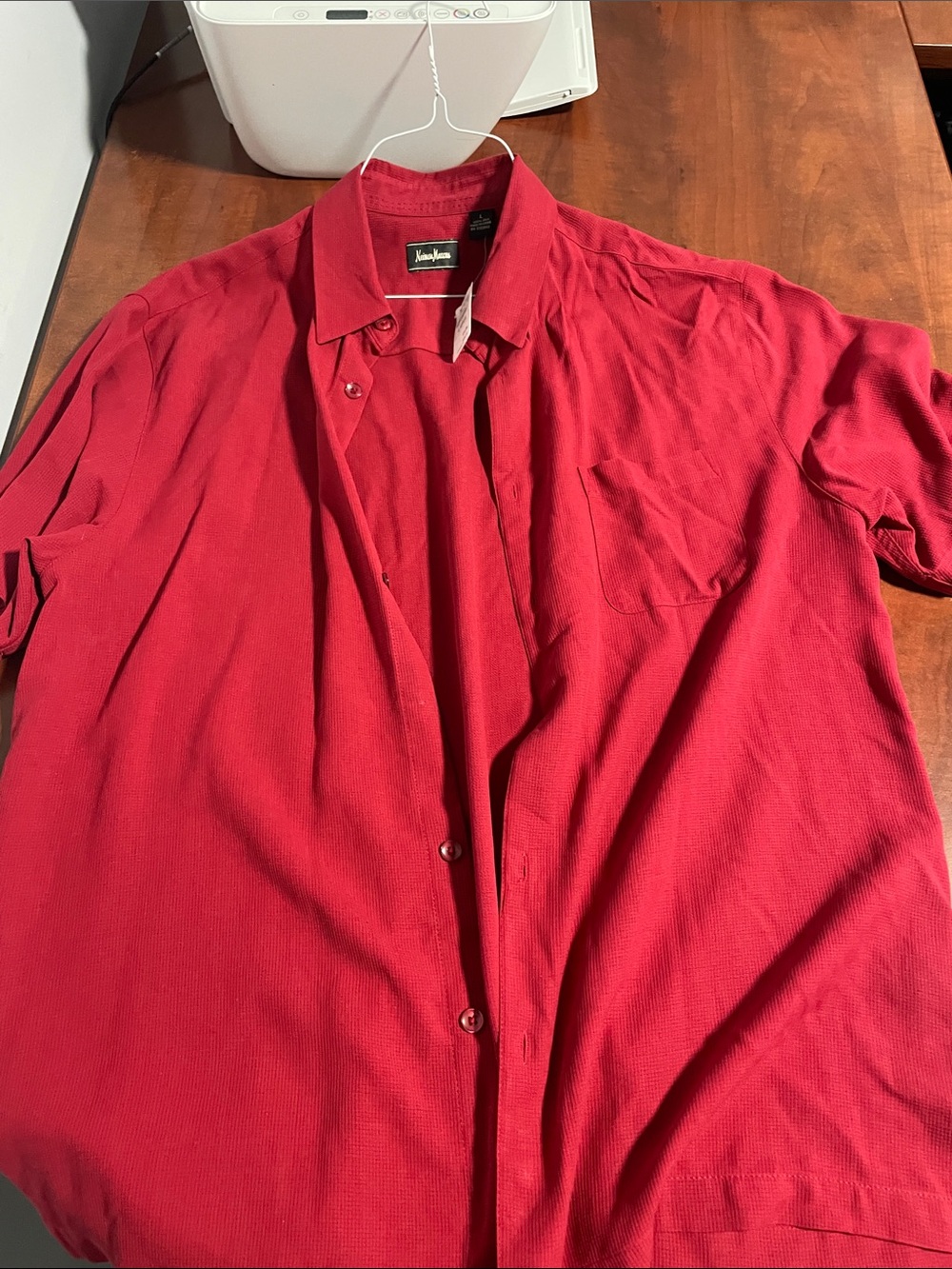 Neiman Marcus red short sleeve shirt